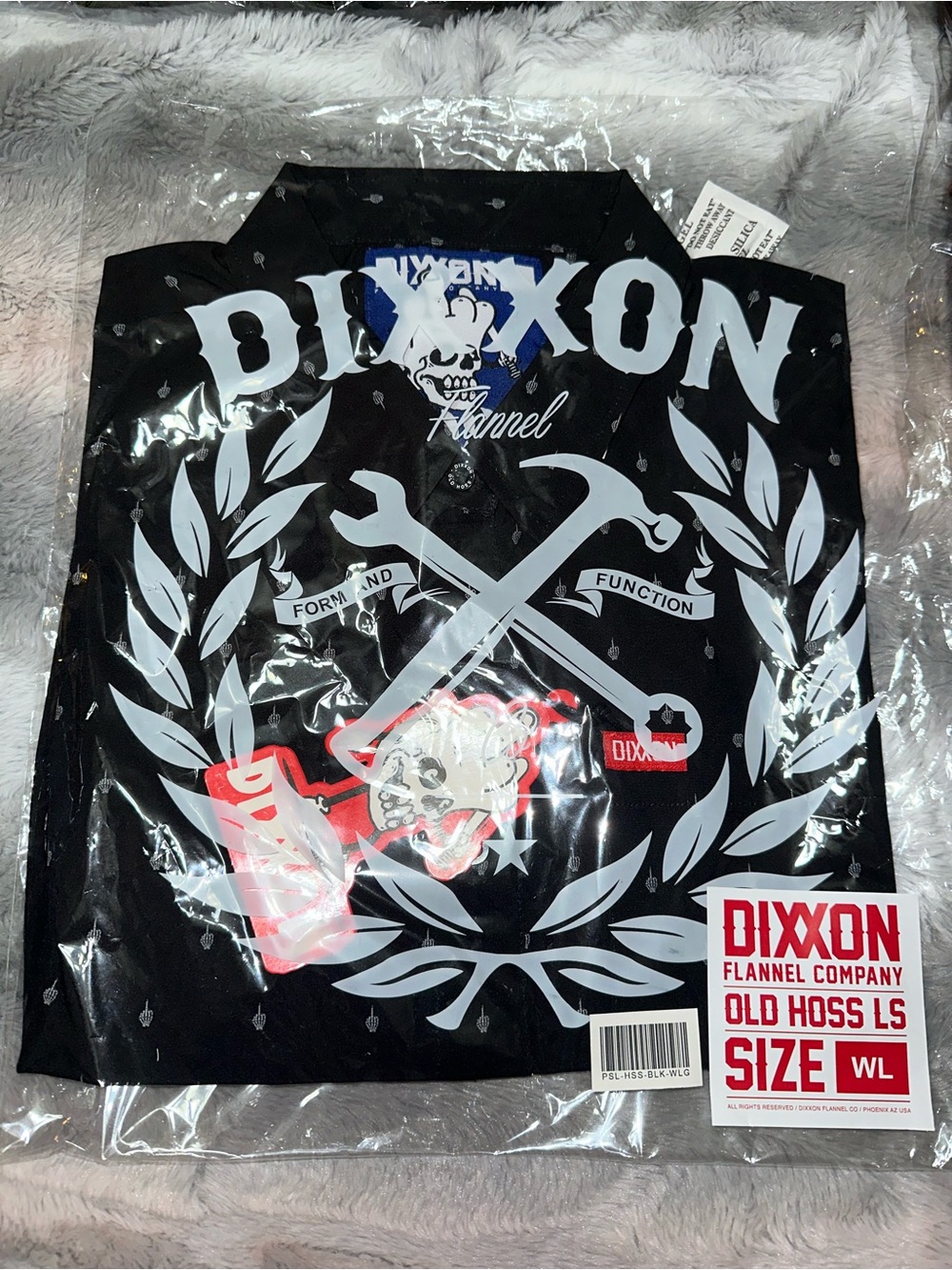 DIXXON Black Flannel with White Skeleton Hand